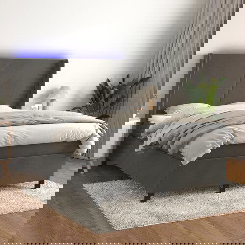 The Living Store Box spring postelja z vzmetnico LED temno siva 140x200 cm žamet - Box Spring Postelja, (21489844) Cene