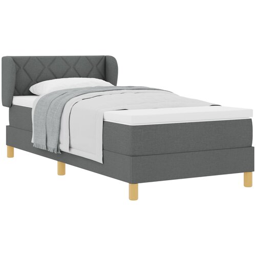 VidaXL Box Spring postelja z vzmetnico - Temno siva, 100x200 cm, Tkanina Slike