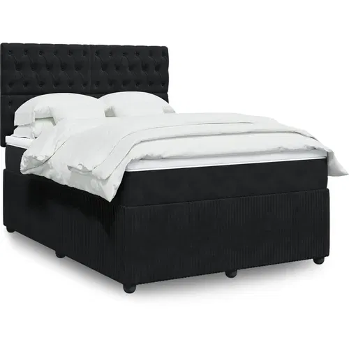 vidaXL Box spring posteljni z vzmetnico črn 140x190 cm žamet vidaXL Box spring posteljni z vzmetnico črn 140x190 cm žamet