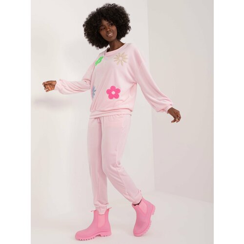 Fashion Hunters Light pink casual velour set with sweatshirt Slike