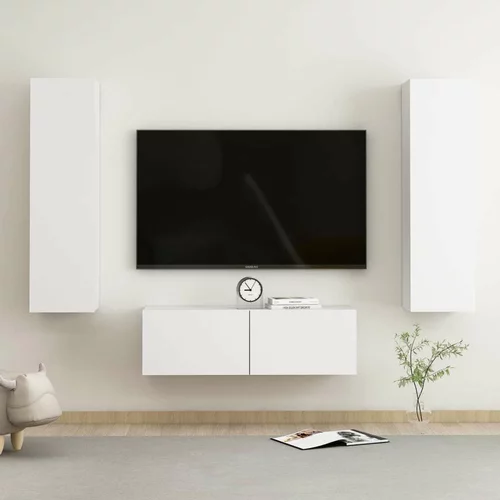  Komplet TV omaric 3-delni bela iverna plošča, (20914197)