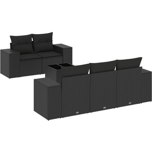  6-dijelni set vrtnih sofa s jastucima crni od poliratana Crna 93 x 62 x 69 cm Slike