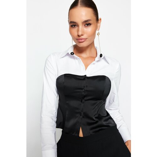 Trendyol Black and White Fitted Shirts Slike