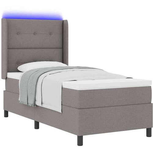  LED Box Spring Krevet s madracem Sivo-smeđa 80 x 200 cm tkanina Slike