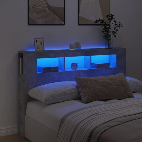  The Living Store LED posteljno vzglavje betonsko sivo 160x18,5x103,5 cm inž. les - LED Posteljno Vzglavje, (21457091) Cene