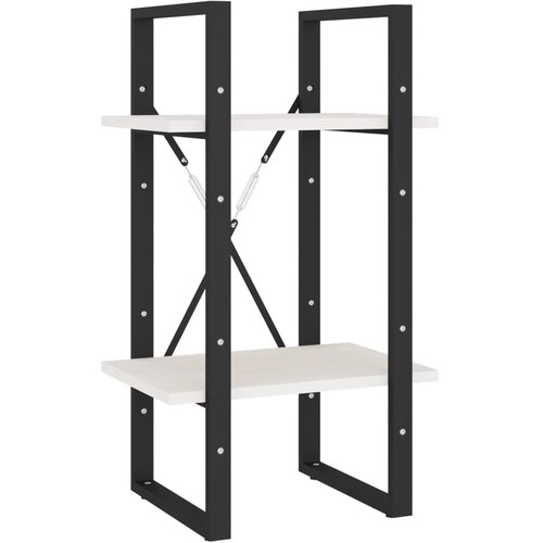 Maison Chic Knjižna omara - Knjižni regal 2-nadstropna bela 40x30x70 cm trdna borovina, (21725430) Slike
