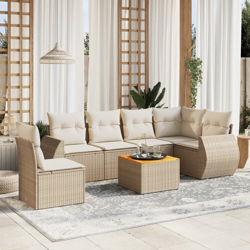 vidaXL 7-dijelni set vrtnih sofa od poliratana s jastucima bež Cijene