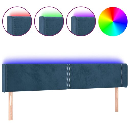 Maison Chic LED Posteljno vzglavje - Vzglavna omarica - Nočna omarica temno modro 203x16x78/88 cm žamet, (21710028) Cene