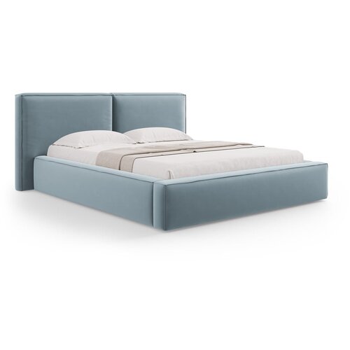 Cosmopolitan Design Svijetlo plavi bar&amp;scaron;unasti tapecirani bračni krevet s prostorom za odlaganje s podnicom 200x200 cm Arendal &amp;ndash; Slike