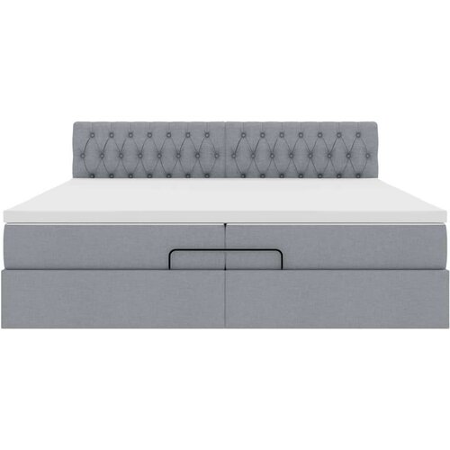 VidaXL Otomanski krevet s madracem svijetlosivi 200x200 cm tkanine Slike