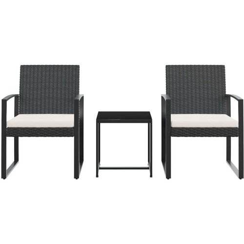 VidaXL 3-dijelni vrtni blagovaonski set s jastucima crni od PP ratana Slike
