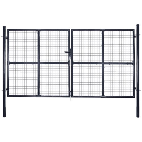 vidaXL Mrežasta vrtna vrata pocinkano jeklo 289x200 cm siva Cene