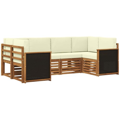 vidaXL Kotna sedežna garnitura z blazino 5 pcs Naravna in smetana, (5000283390) Cene