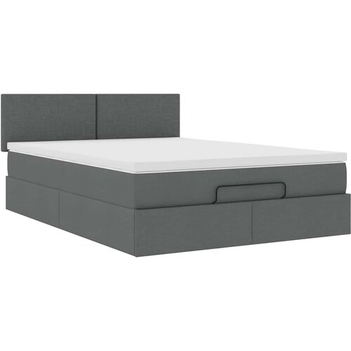 VidaXL Otomanski krevet s madracem i LED tamnosivi 140x190 cm tkanine Slike