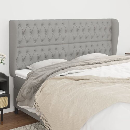  Uzglavlje s u&amp;scaron;ima svjetlosivo 203x23x118/128 cm od tkanine Slike