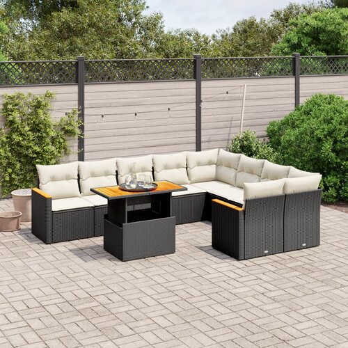 vidaXL 10-dijelni set vrtnih sofa s jastucima crni od poliratana Cijene