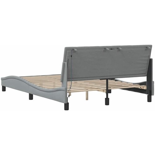  Okvir za krevet bez madraca Hanko svjetlosivi 140x200 cm od tkanine Slike
