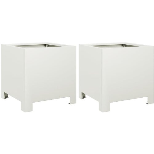 Maison Chic Vrtno korito - Greda - Cvetlični Lonec 2 kosa bela 30x30x30 cm jeklo, (21789697) Cene
