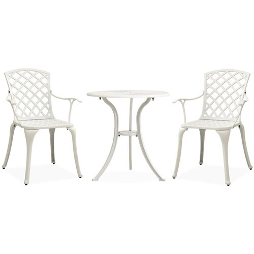  3-dijelni bistro set od lijevanog aluminija bijeli Cene