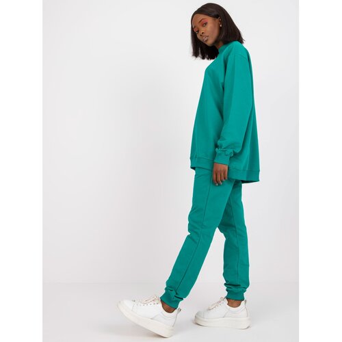 Fashion Hunters Basic green cotton sweatshirt without a hood Cene