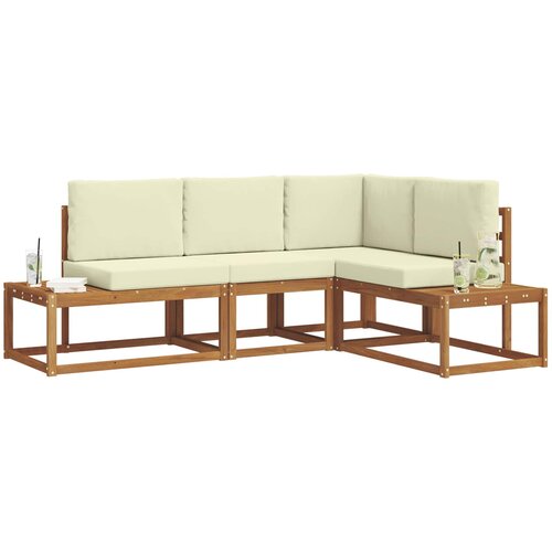  Set vanjskih sofa s jastukom 4 Komad Prirodna i krem Slike