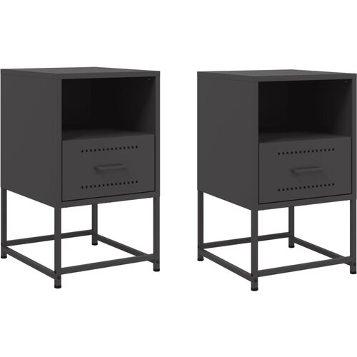 Maison Chic Dvo delni komplet Nočne omarice - Nočne mize črna 36x39x60,5 cm jeklo, (21687231) Cene