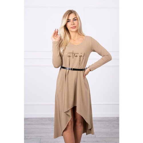 Kesi Dress with a decorative belt and an inscription camel Slike
