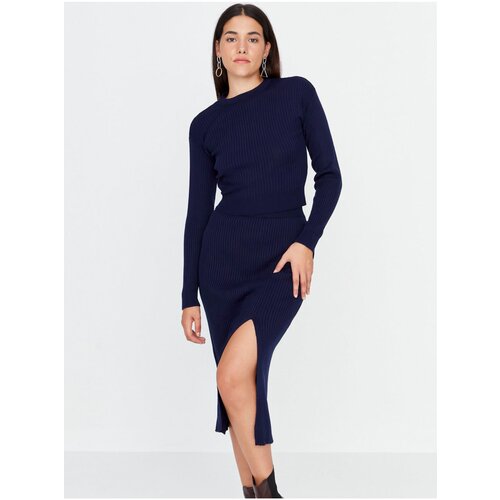 Trendyol Dark blue sweater set skirt and top with long sleeves - Women Slike