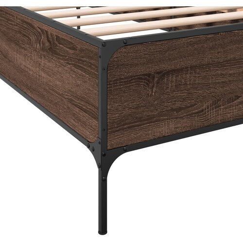  Okvir za krevet smeđi hrast 100x200cm konstruirano drvo i metal Slike