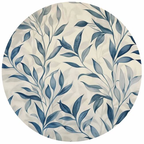 Okrugla fototapeta - Delicate botanical motif with blue leaves 280x280 Slike