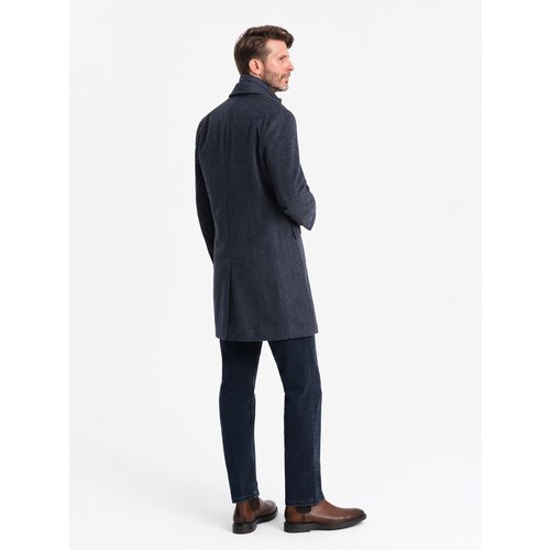 Ombre Unzipped men's wool coat - navy blue Cene