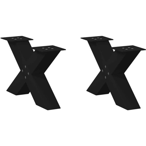 VidaXL noge kavne mize v obliki črke x 2 kosa črna 50x(30-31) cm jeklo Slike
