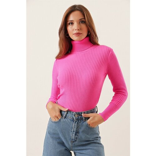 By Saygı Turtleneck Lycra Acrylic Knitwear Sweater Wide Size Range Saks. Cene