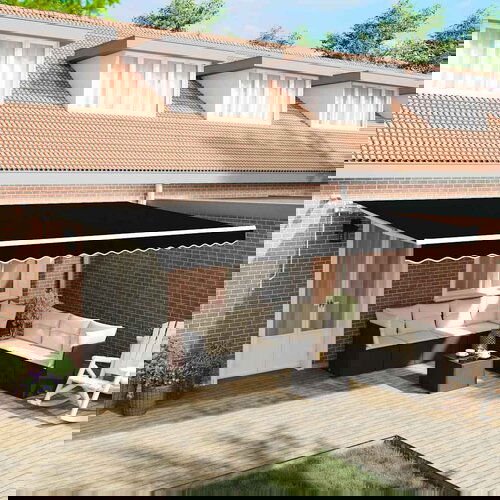 vidaXL Samodejna Zložljiva Senčnica z LED, črna, 500 x 350 cm Cene