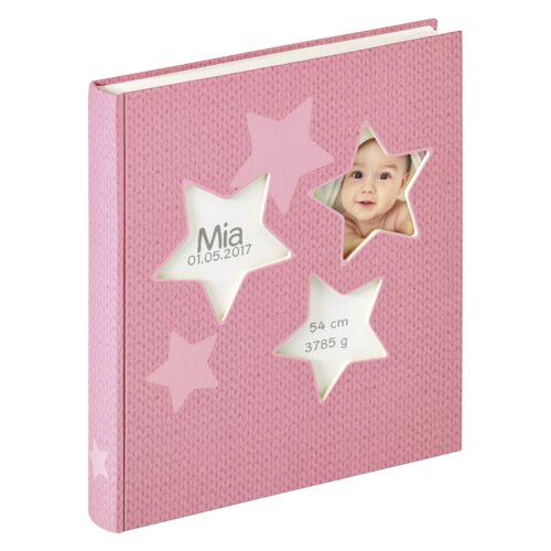 Walther estrella pink 28x30,5 50 white pages babyalbum UK133R Slike