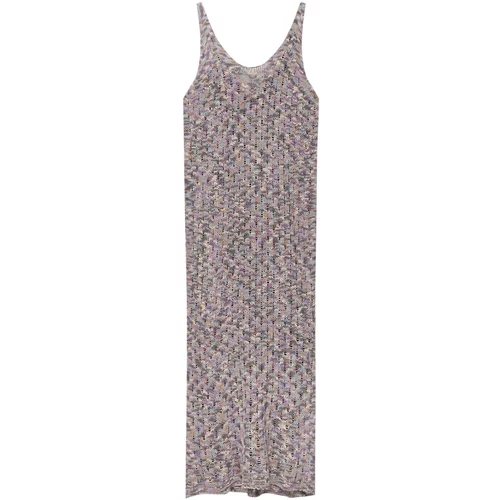 Pull&Bear Pletena haljina boja pijeska / svijetlosmeđa / tamo siva / ljubičasta