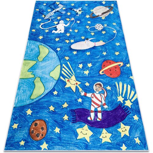 RugsX Preproge BAMBINO 2265 pralna preproga Vesolje, raketa za 120x170 cm Modra Cene