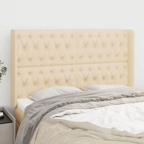  Uzglavlje s u&amp;scaron;ima krem 163x16x118/128 cm od tkanine Slike