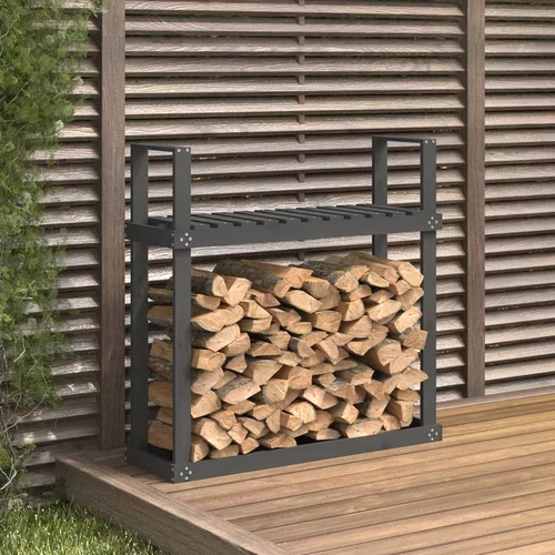 vidaXL Stalak za drva za ogrjev sivi 110x35x108 5 od masivne borovine