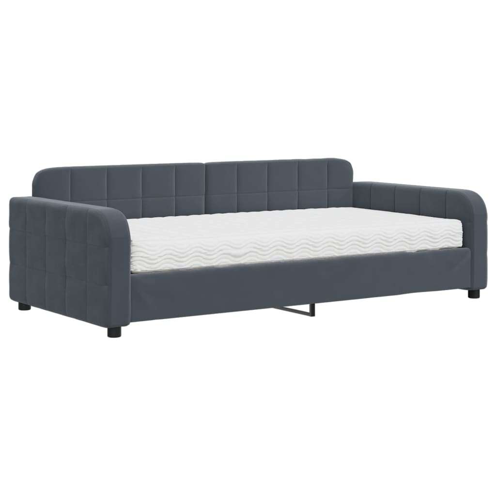 VidaXL Dnevni krevet s madracem tamnosivi 100 x 200 cm bar&amp;scaron;unasti Slike