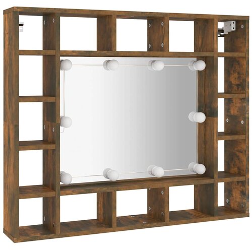  s ogledalom LED boja dimljenog hrasta 91x15x76,5 cm Slike