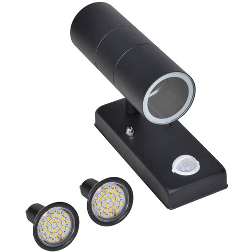 vidaXL LED Stenska Svetilka, Senzor, Oblika Valja, Nerj. Jeklo, Črne Barve Cene