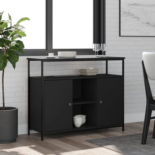 VidaXL Komoda črna 100x35x80 cm inženirski les Slike