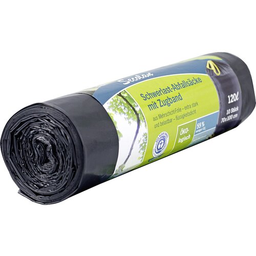 SECOLAN 1x10 Duty Heavy Garbage Bags, drawstring 120 l grey/sw Cijene