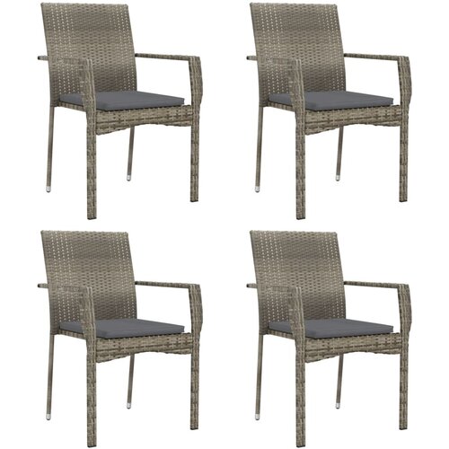 Maison Chic Vrtni stoli - Stol za vrt z blazinami 4 kosi poli ratan sive barve JS2247, (21877106) Slike