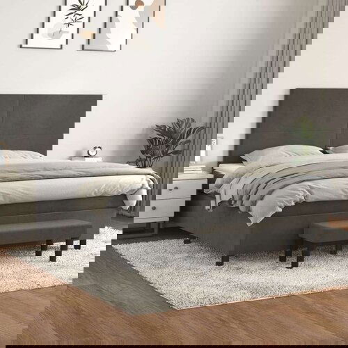  Box spring postelja z vzmetnico temno siva 180x200 cm žamet, (20901530) Cene