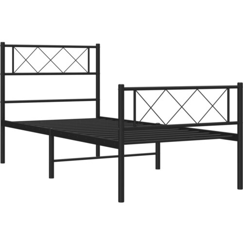  Metalni okvir kreveta uzglavlje i podnožje crni 75x190 cm Slike