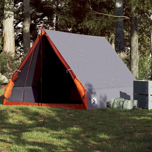 vidaXL Šator za kampiranje s A-okvirom za 2 osobe sivo-narančasti