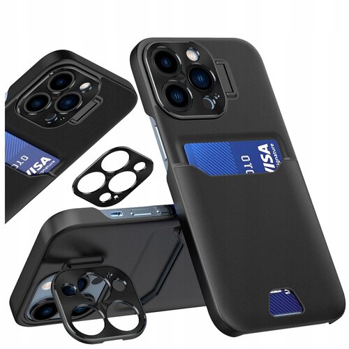 HURTEL USNJENA STOJEČA OVITEK ZA IPHONE 14 PRO ČRNA, (21896601) Cene