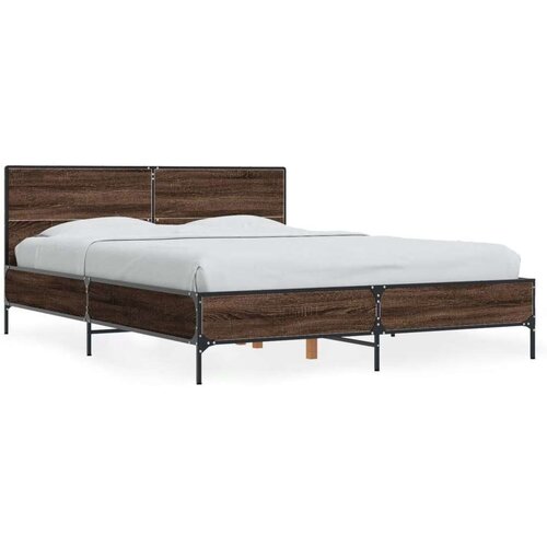  Okvir za krevet smeđi hrast 140x190cm konstruirano drvo i metal Slike